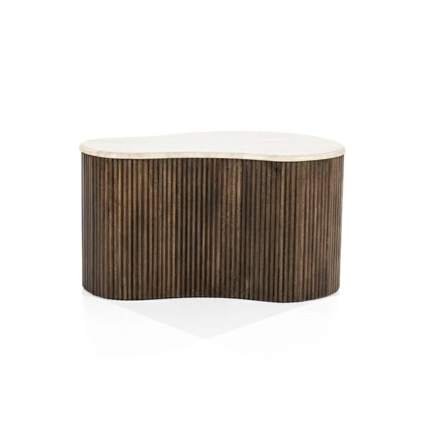 Salontafel Mari Mangohout en Travertin 70 x 47 cm - Loft24.nl