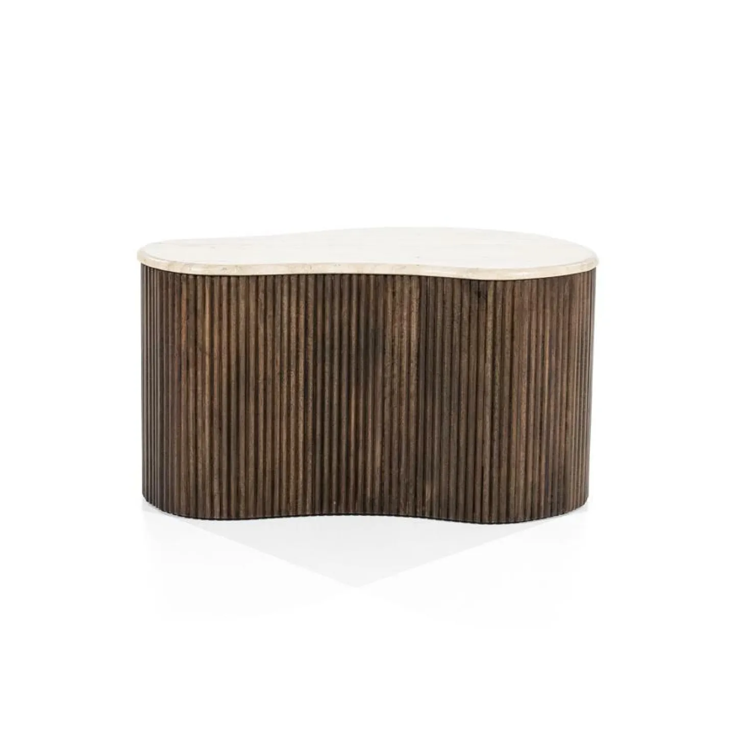 Salontafel Mari Mangohout en Travertin 70 x 47 cm - Loft24.nl