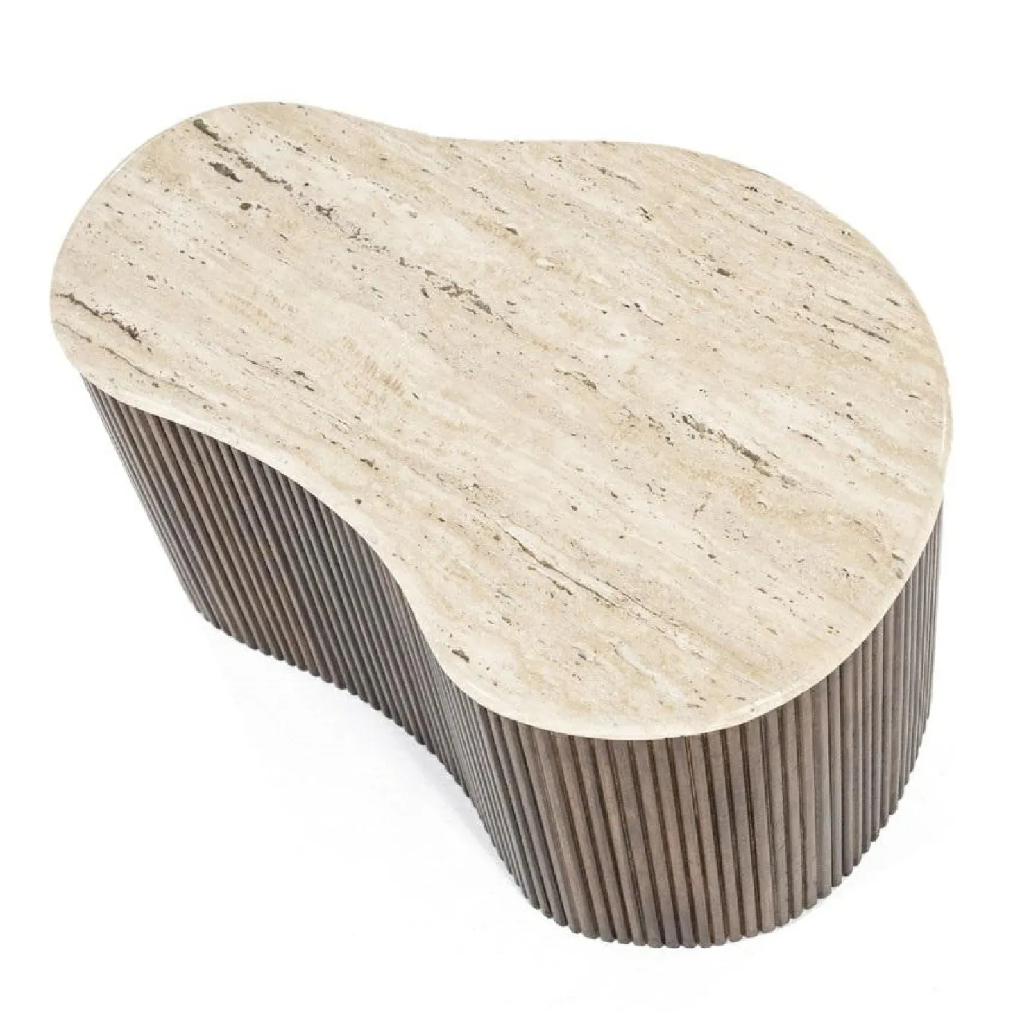 Salontafel Mari Mangohout en Travertin 70 x 47 cm - Loft24.nl