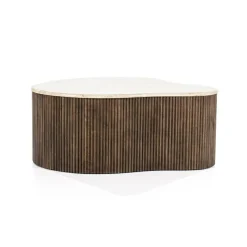 Salontafel Mari Mangohout en Travertin 83 x 72 cm - Loft24.nl