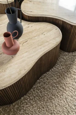 Salontafel Mari Mangohout en Travertin 83 x 72 cm - Loft24.nl