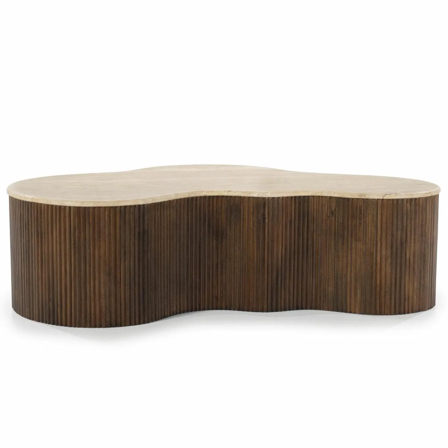 Salontafel Mari Mangohout en Travertin 129 x 84 cm - Loft24.nl