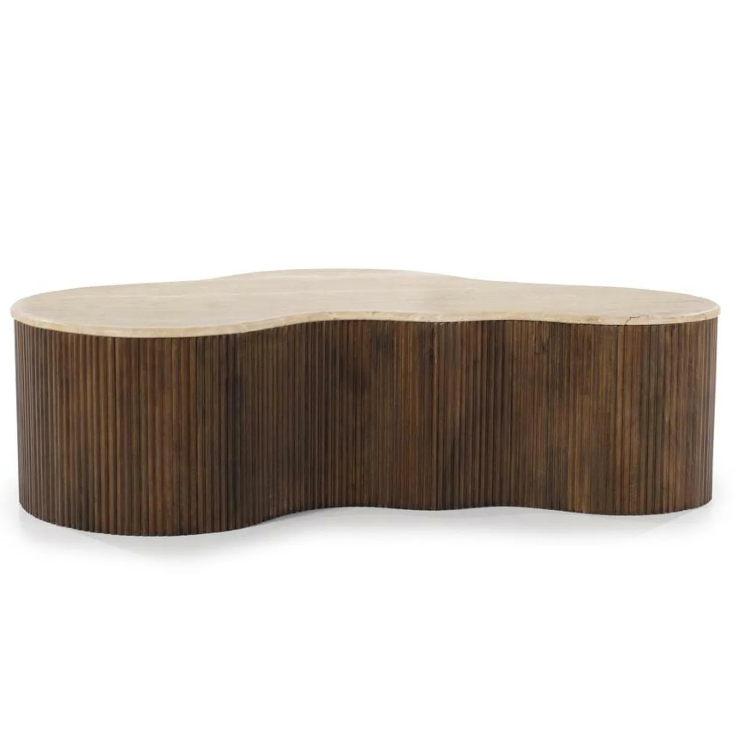Salontafel Mari Mangohout en Travertin 129 x 84 cm - Loft24.nl
