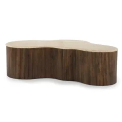 Salontafel Mari Mangohout en Travertin 129 x 84 cm - Loft24.nl