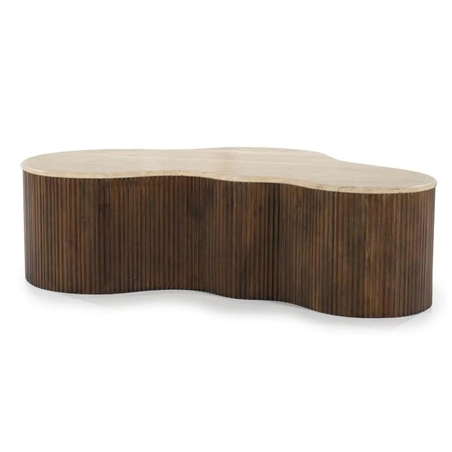 Salontafel Mari Mangohout en Travertin 129 x 84 cm - Loft24.nl