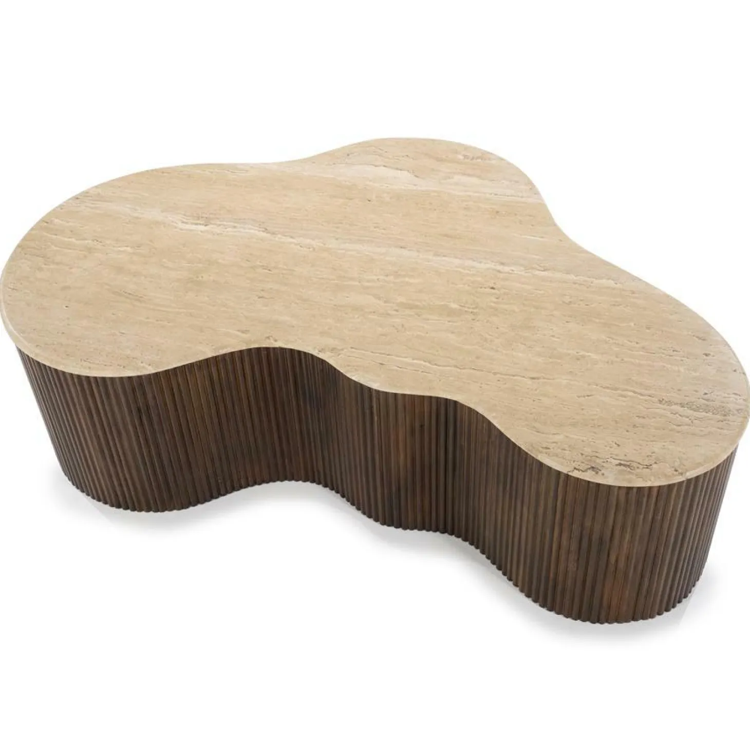 Salontafel Mari Mangohout en Travertin 129 x 84 cm - Loft24.nl