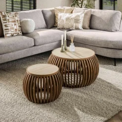 Salontafel Nuovo Curve Travertin Set van 2 stuks - Loft24.nl