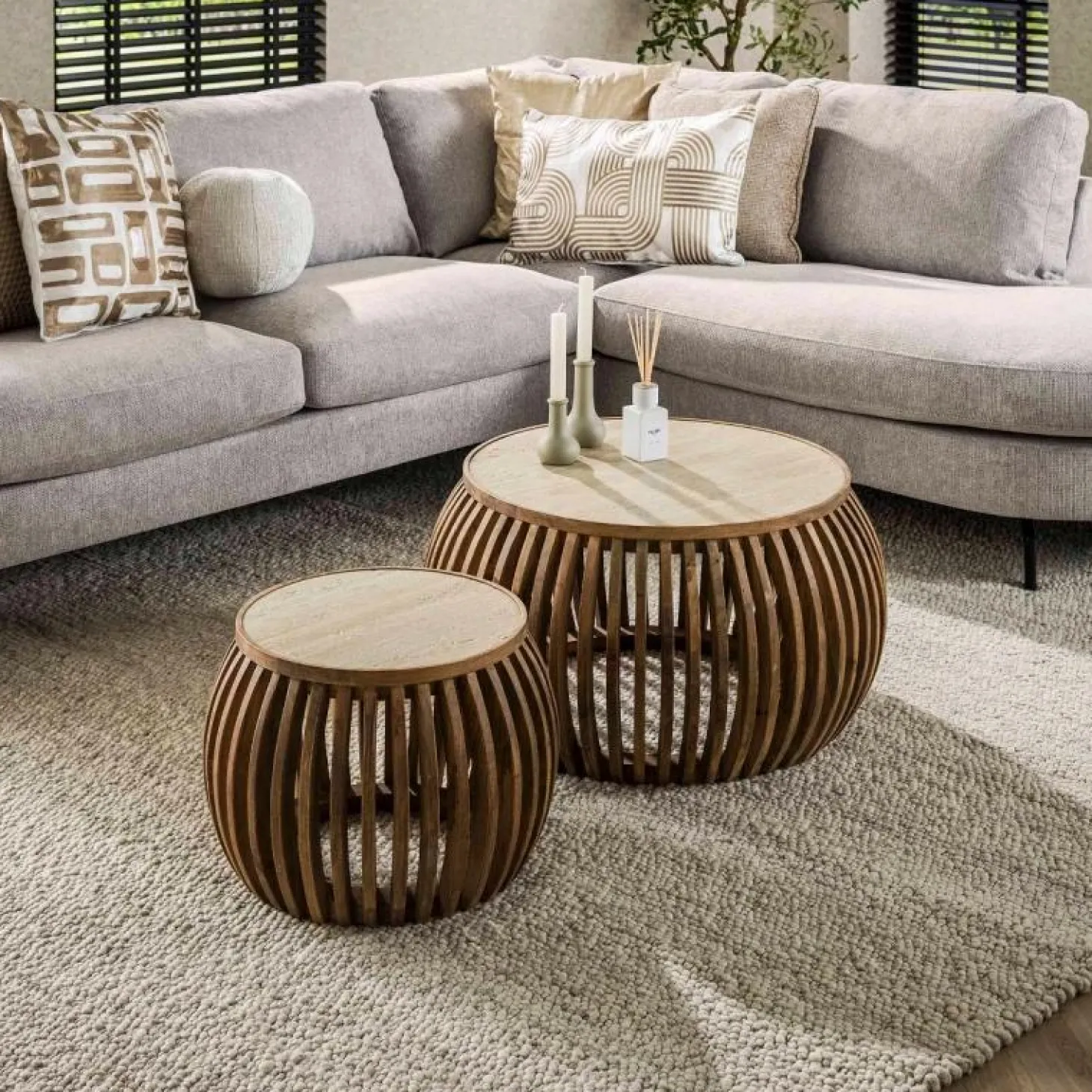 Salontafel Nuovo Curve Travertin Set van 2 stuks - Loft24.nl
