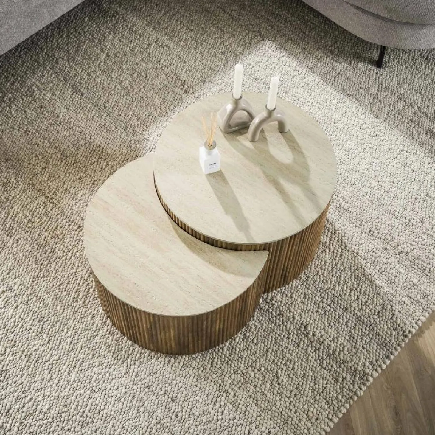 Salontafel Nuovo Halfrond Travertin Set van 2 stuks - Loft24.nl