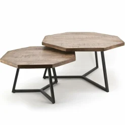 Salontafel Octagon Hout set van 2 stuks - Bruin - Loft24.nl