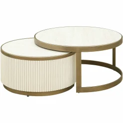 Salontafel Tivoli Keramiek Set van 2 stuks - Wit - Loft24.nl