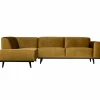 Statement hoekbank links fluweel honinggeel - Loft24.nl