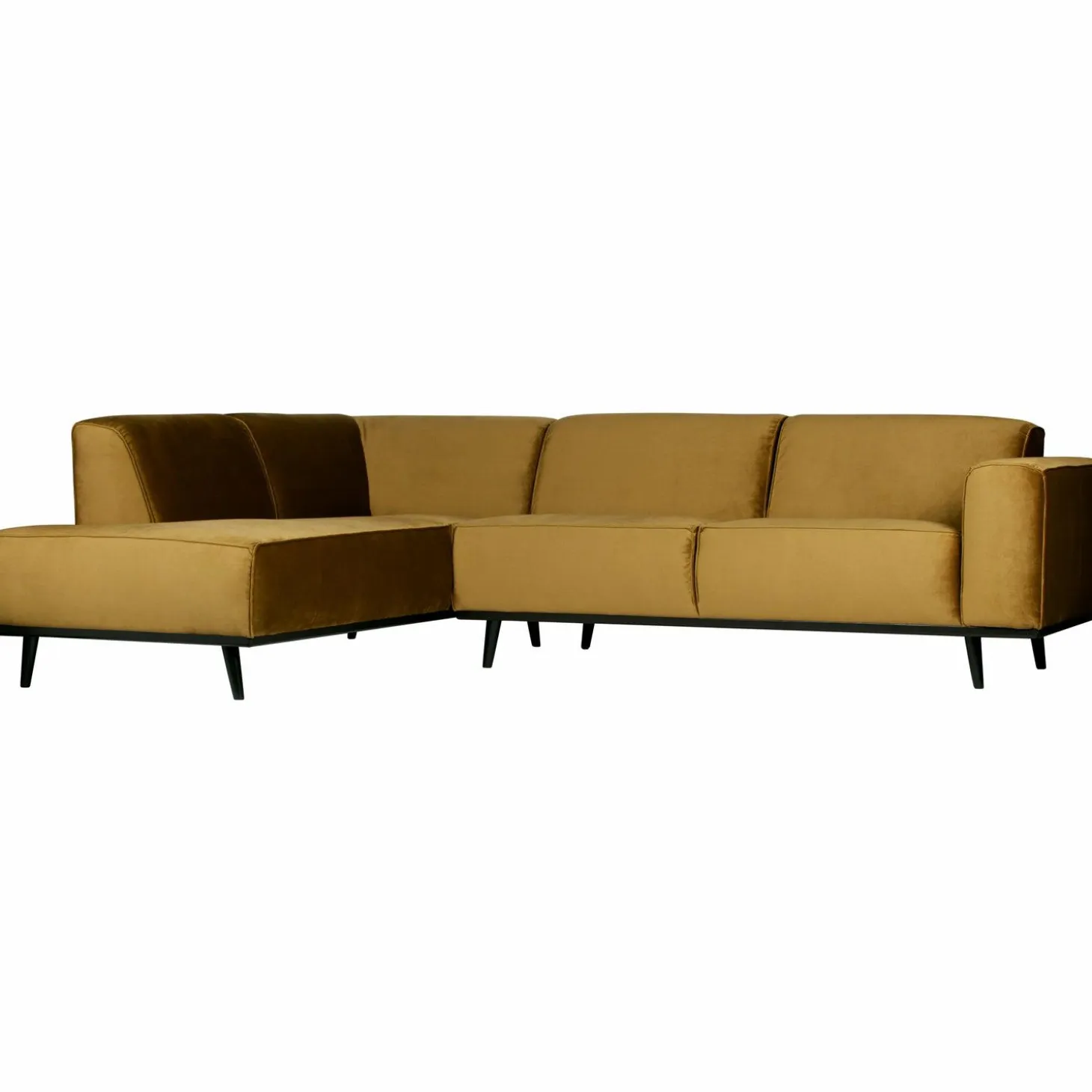 Statement hoekbank links fluweel honinggeel - Loft24.nl
