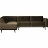 Statement hoekbank links fluweel taupe - Loft24.nl