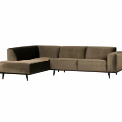 Statement hoekbank links fluweel taupe - Loft24.nl