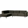 Statement hoekbank links fluweel warm groen - Loft24.nl
