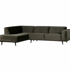 Statement hoekbank links fluweel warm groen - Loft24.nl