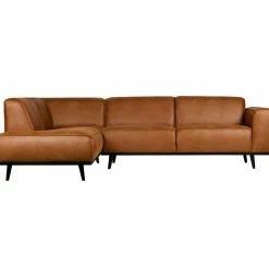 Statement hoekbank links lederlook cognac - Loft24.nl