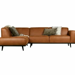 Statement hoekbank links lederlook cognac - Loft24.nl