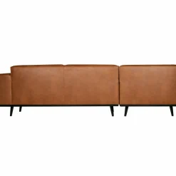 Statement hoekbank links lederlook cognac - Loft24.nl