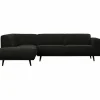 Statement hoekbank links platte brede rib graphite - Loft24.nl