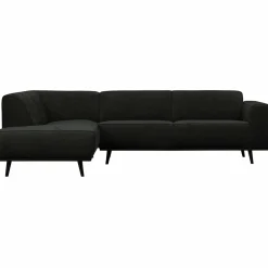 Statement hoekbank links platte brede rib graphite - Loft24.nl