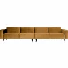 Statement xl 4-zits bank 372 cm fluweel honinggeel - Loft24.nl