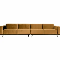 Statement xl 4-zits bank 372 cm fluweel honinggeel - Loft24.nl