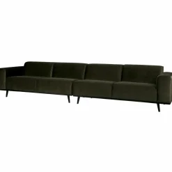 Statement xl 4-zits bank 372 cm fluweel warm groen - Loft24.nl