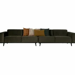 Statement xl 4-zits bank 372 cm fluweel warm groen - Loft24.nl
