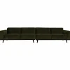 Statement xl 4-zits bank 372 cm platte brede rib warm groen - Loft24.nl