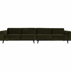 Statement xl 4-zits bank 372 cm platte brede rib warm groen - Loft24.nl