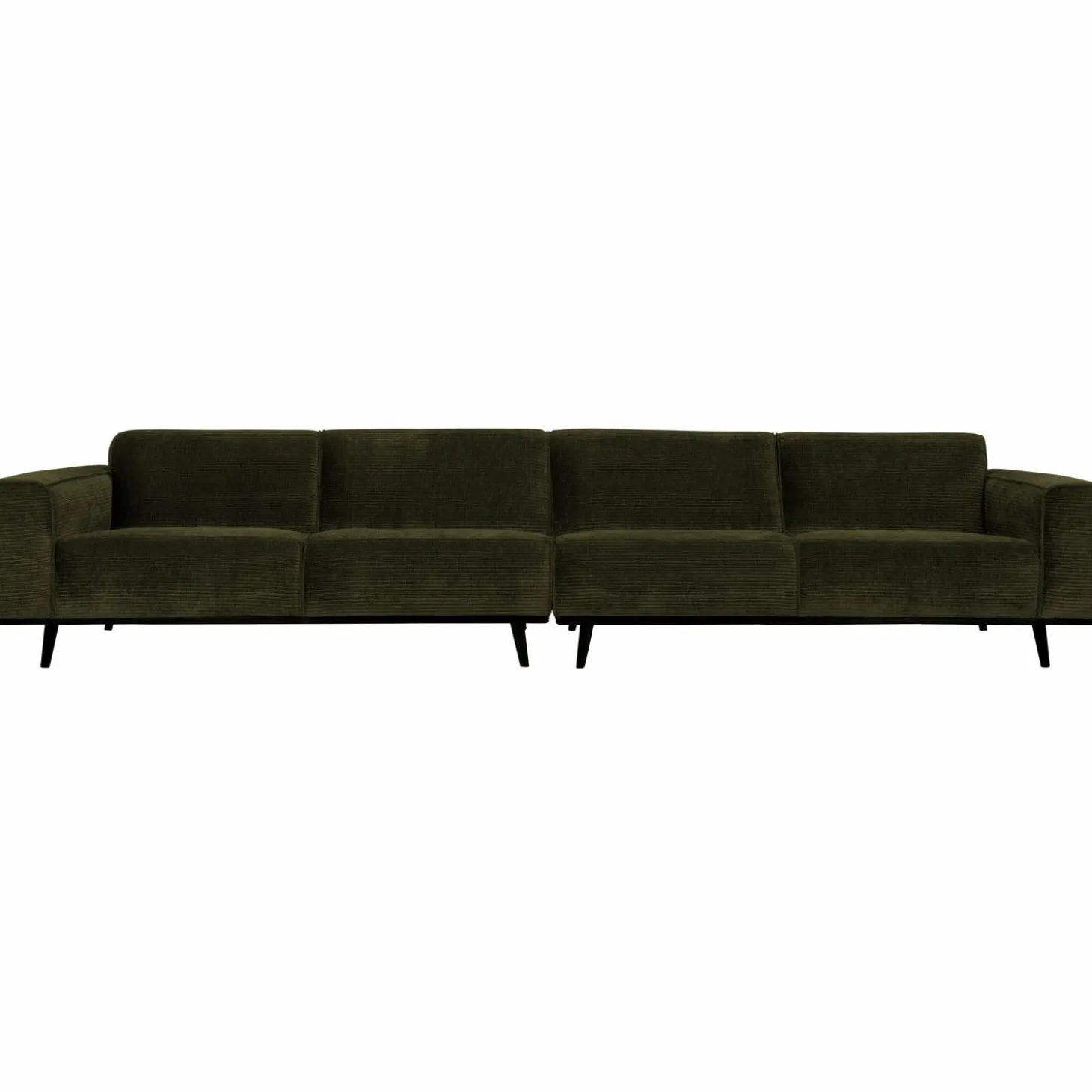 Statement xl 4-zits bank 372 cm platte brede rib warm groen - Loft24.nl