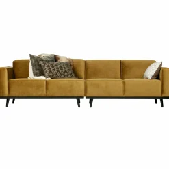 Statement 4-zits bank 280 cm fluweel honinggeel - Loft24.nl