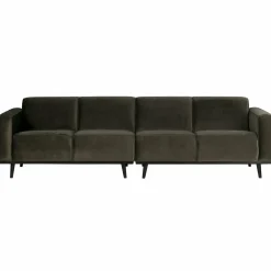 Statement 4-zits bank 280 cm fluweel warm groen - Loft24.nl
