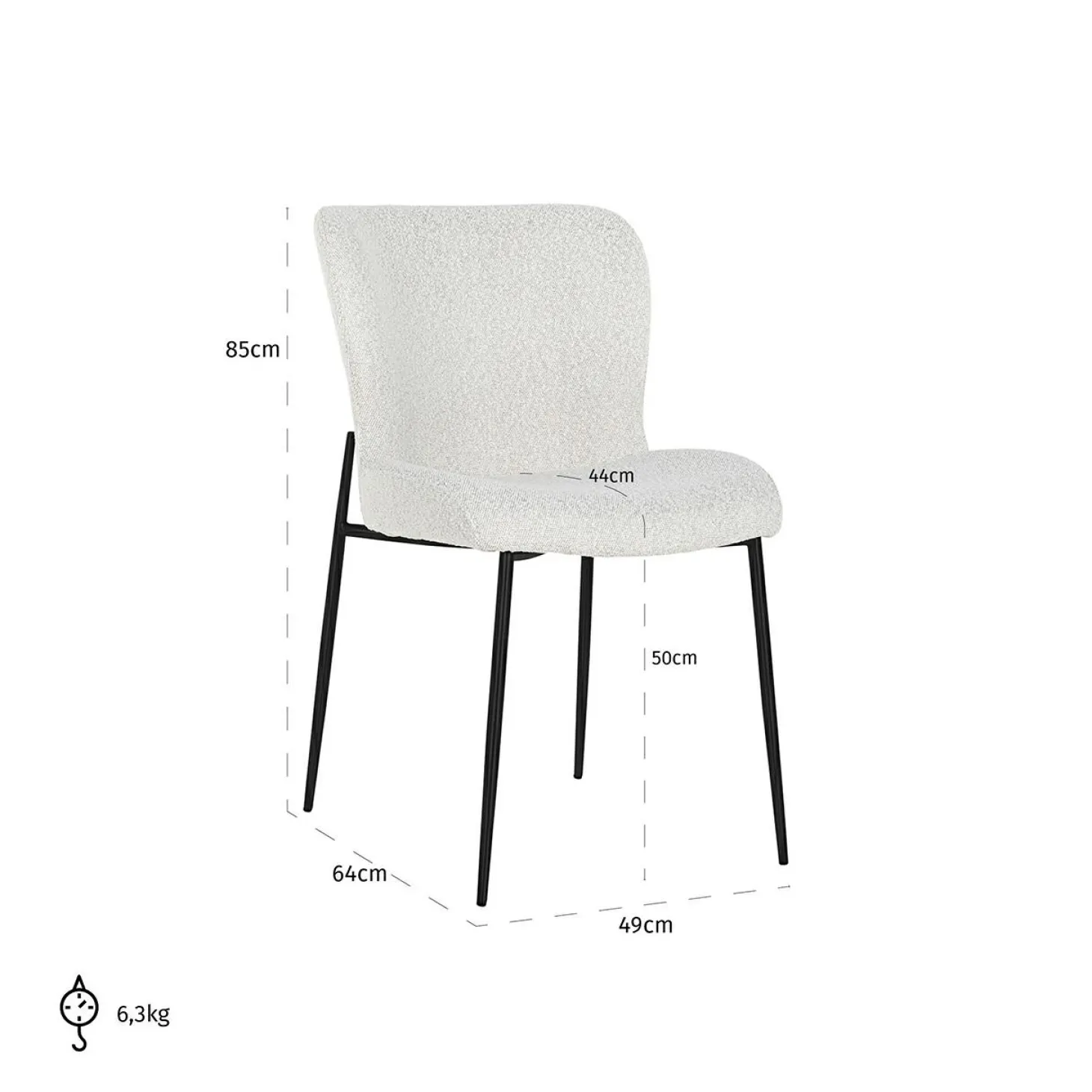 Stoel Darby white bouclé / black (Copenhagen 900 Bouclé White) - Loft24.nl