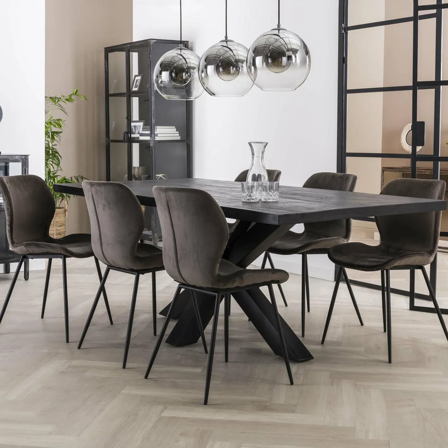 Stoel Shell Velvet ronde buis - Antraciet - Loft24.nl