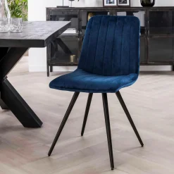 Stoel Straight Stitch Velvet - Blauw (aanbieding) - Loft24.nl