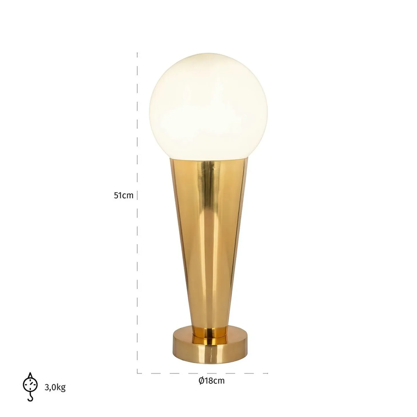 Tafellamp Cone 51cm hoog kleur Goud - Loft24.nl