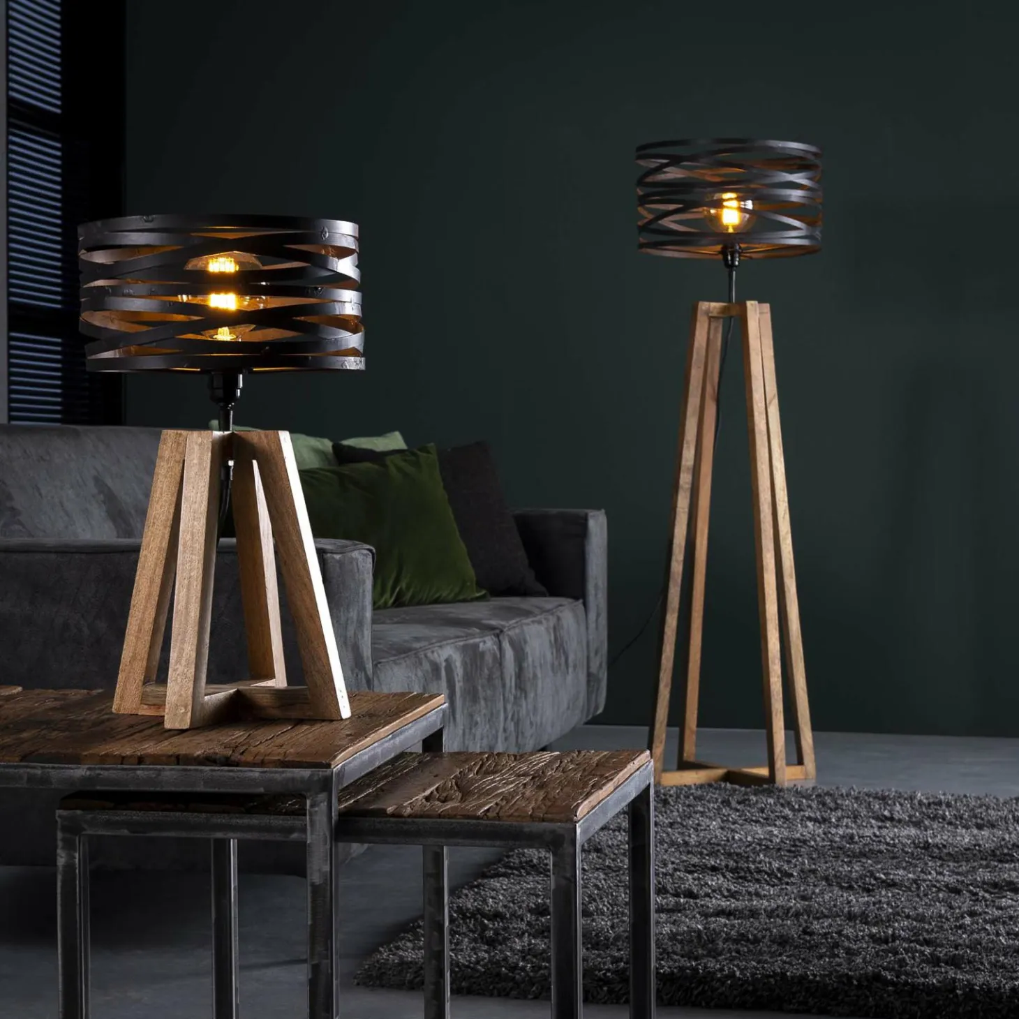 Tafellamp Twist Houten Kruis Frame - 1 lamp - Loft24.nl