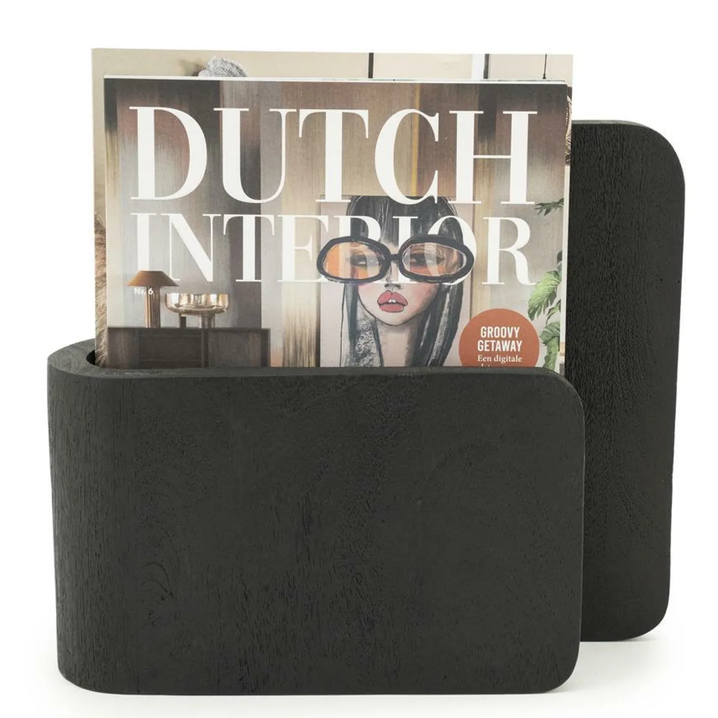 Tijdschrifthouder Yomu Mangohout - Zwart - Loft24.nl