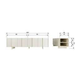 TV-meubel Basu Grenen 200cm - Dust - Loft24.nl