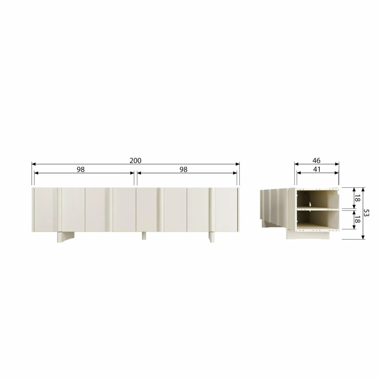 TV-meubel Basu Grenen 200cm - Dust - Loft24.nl
