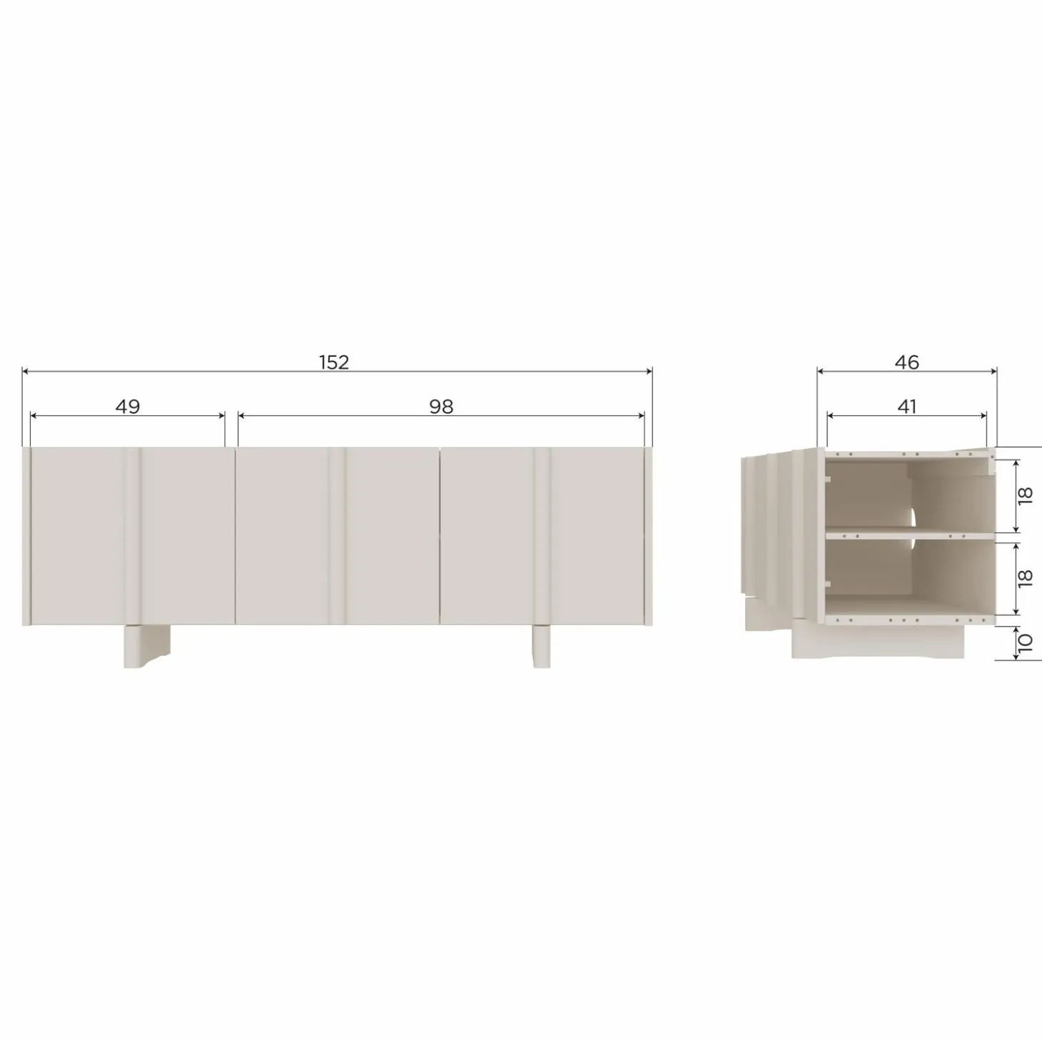 TV-meubel Basu Grenen 152cm - Dust - Loft24.nl
