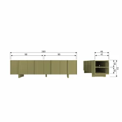 TV-meubel Basu Grenen 200cm - Moss - Loft24.nl