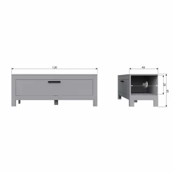 TV-meubel Bonk Grenen 120cm - Mist - Loft24.nl