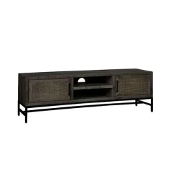 TV-meubel Carini Hout en Webbing 160 cm - Zwart - Loft24.nl