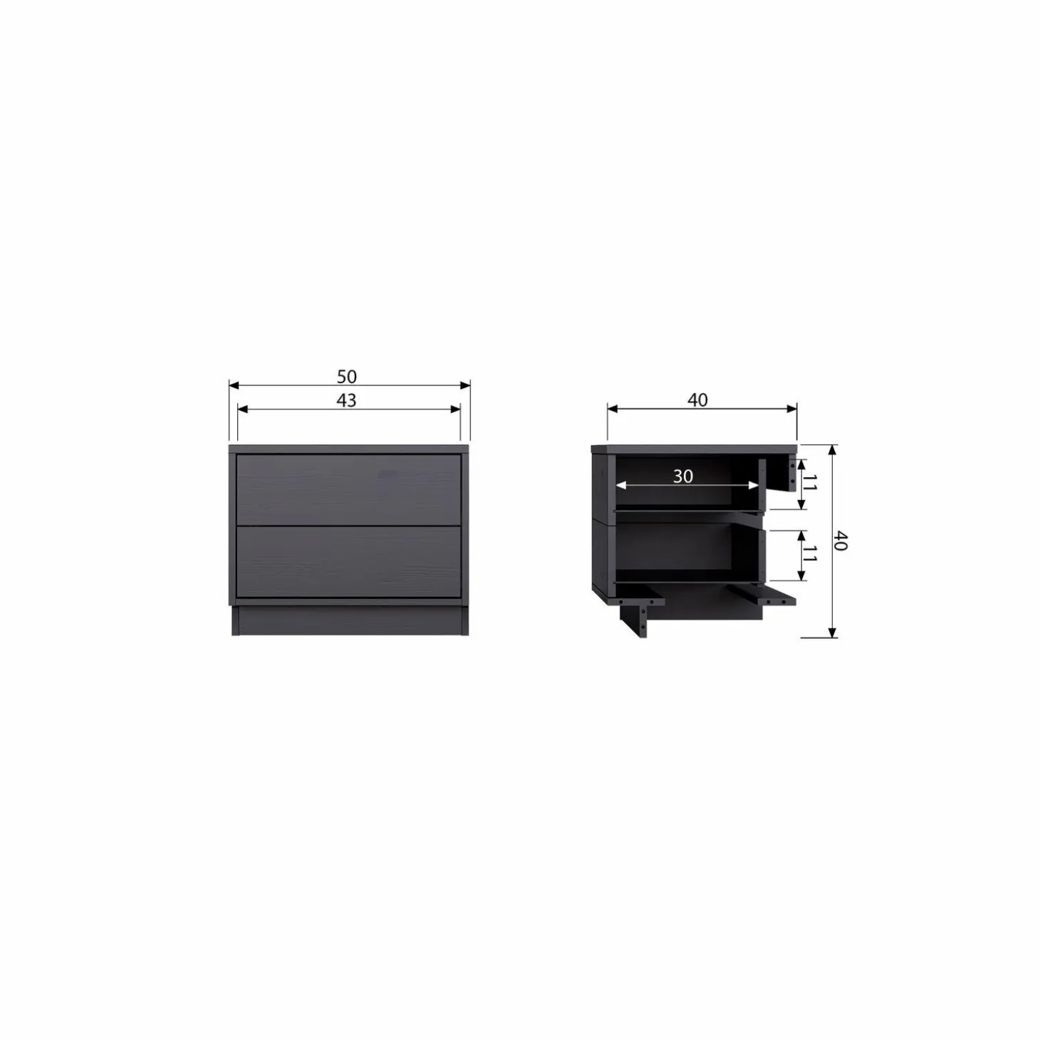 TV-meubel Finca Mat zwart 50cm - Loft24.nl