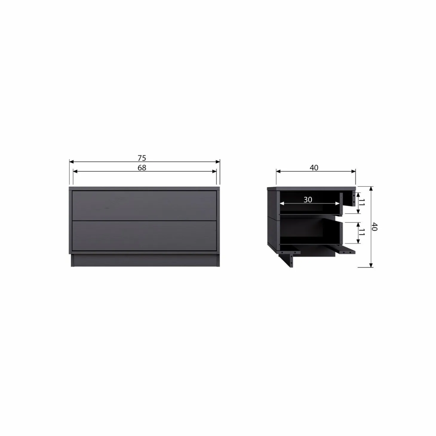 TV-meubel Finca Mat zwart 75cm - Loft24.nl