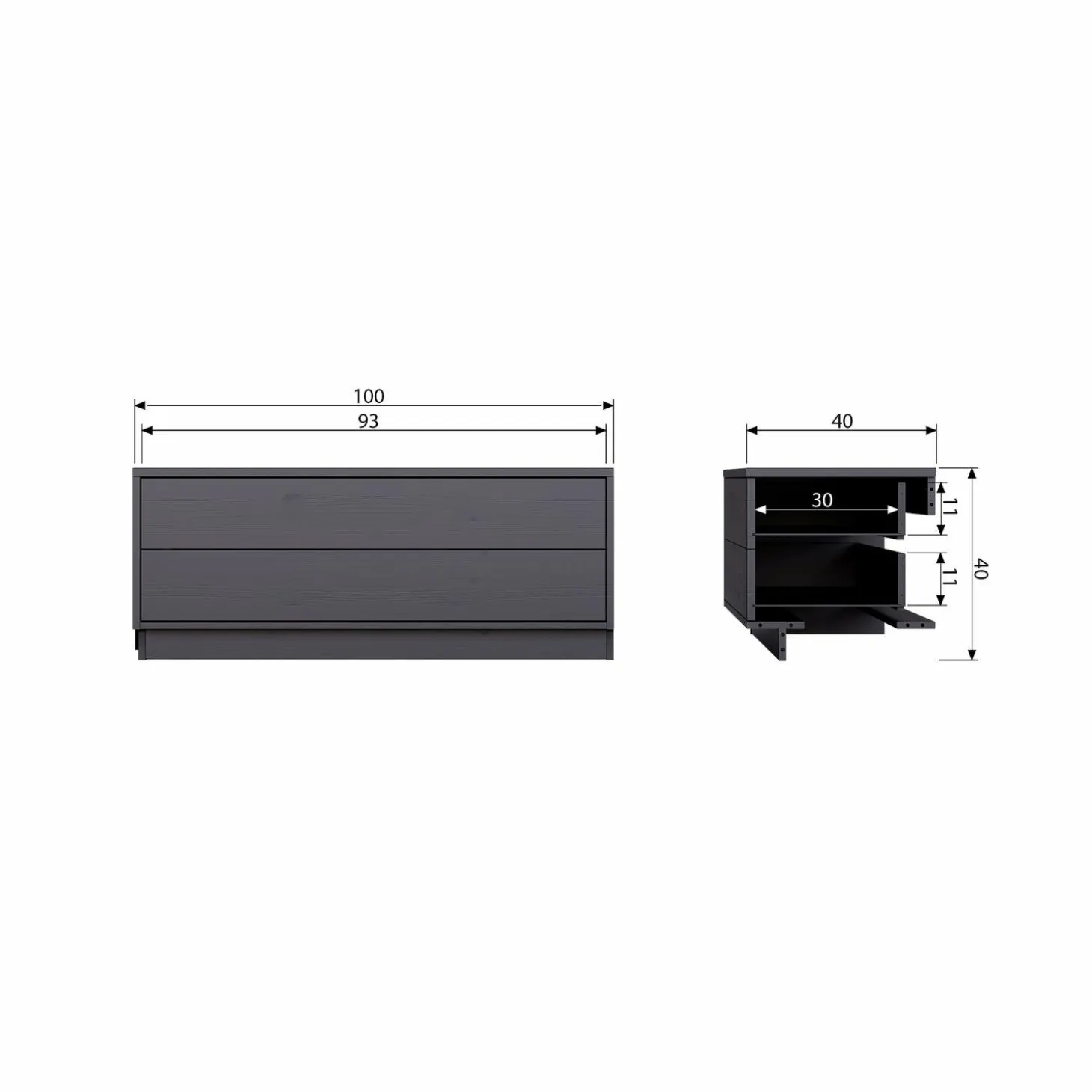 TV-meubel Finca Mat zwart 100cm - Loft24.nl